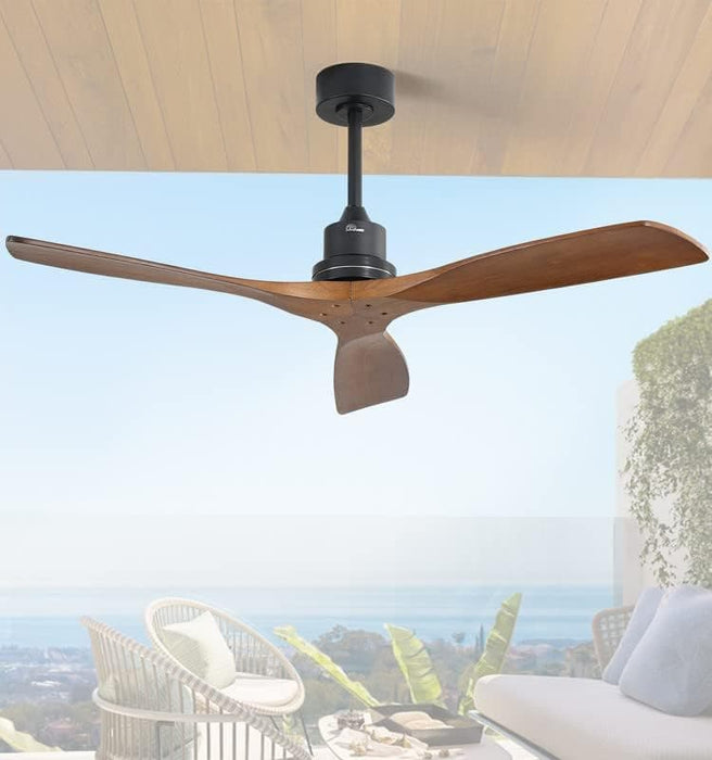 52 in. Ceiling Fan, Outdoor Ceiling Fan with Light and Remote, Outdoor Ceiling Fan with Light, Dimmable Quiet Ceiling Fans, Reversible Wood Blades-49-ErisView