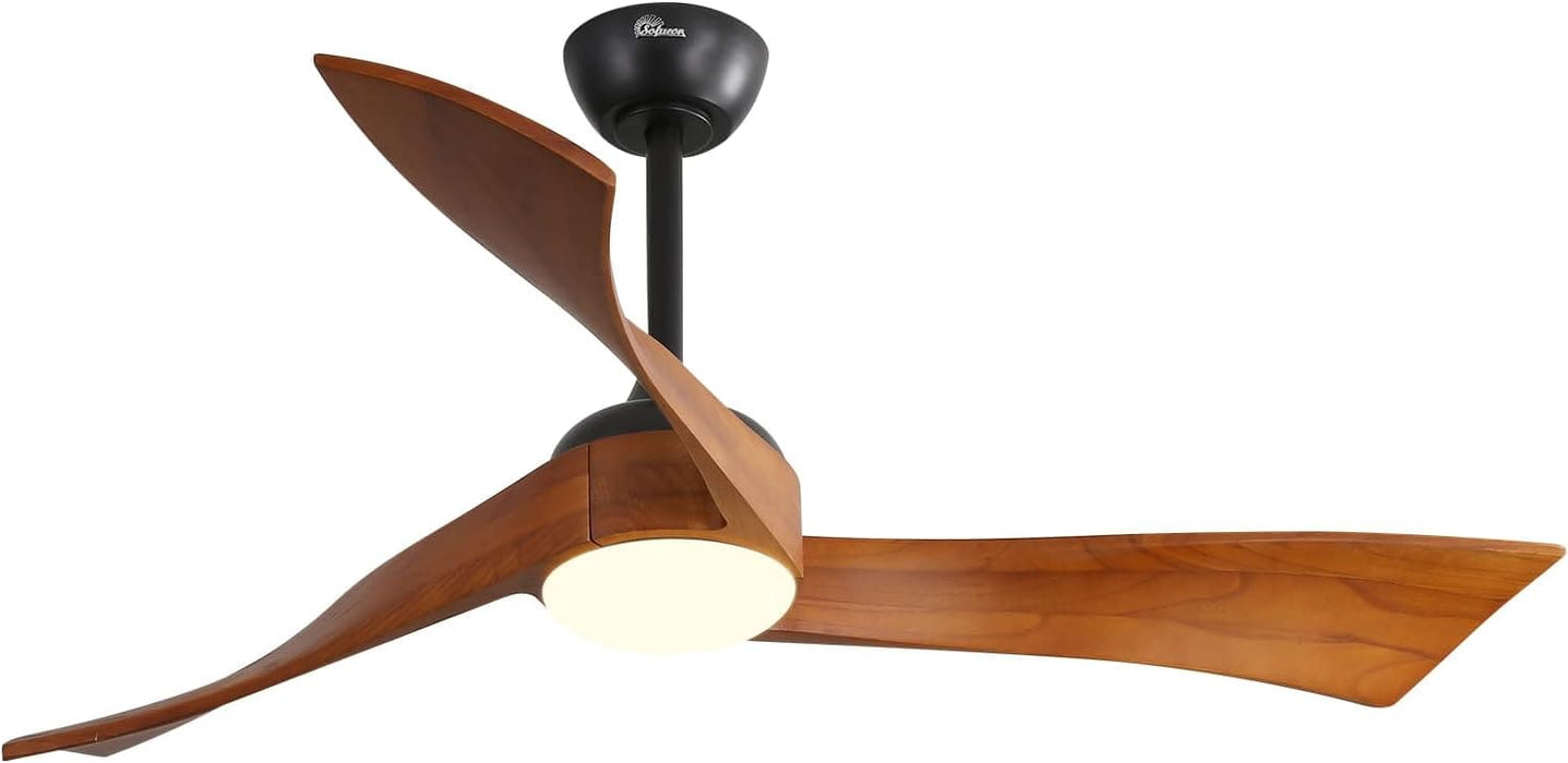 52 in. Ceiling Fan, Outdoor Ceiling Fan with Light and Remote, Outdoor Ceiling Fan with Light, Dimmable Quiet Ceiling Fans, Reversible Wood Blades-56-ErisView