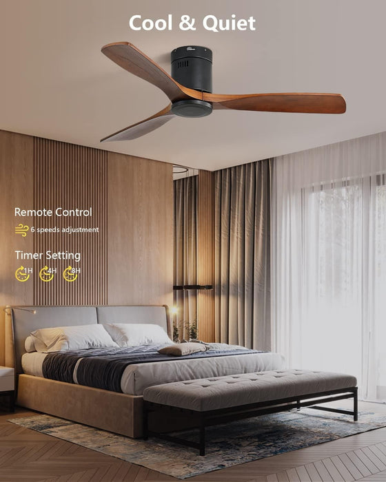 52 in. Ceiling Fan, Outdoor Ceiling Fan with Light and Remote, Outdoor Ceiling Fan with Light, Dimmable Quiet Ceiling Fans, Reversible Wood Blades-63-ErisView