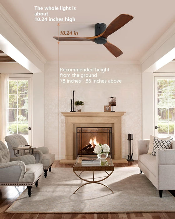 52 in. Ceiling Fan, Outdoor Ceiling Fan with Light and Remote, Outdoor Ceiling Fan with Light, Dimmable Quiet Ceiling Fans, Reversible Wood Blades-64-ErisView
