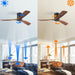 52 in. Ceiling Fan, Outdoor Ceiling Fan with Light and Remote, Outdoor Ceiling Fan with Light, Dimmable Quiet Ceiling Fans, Reversible Wood Blades-65-ErisView