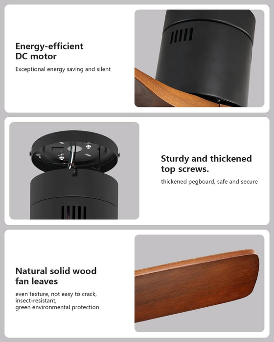 52 in. Ceiling Fan, Outdoor Ceiling Fan with Light and Remote, Outdoor Ceiling Fan with Light, Dimmable Quiet Ceiling Fans, Reversible Wood Blades-66-ErisView
