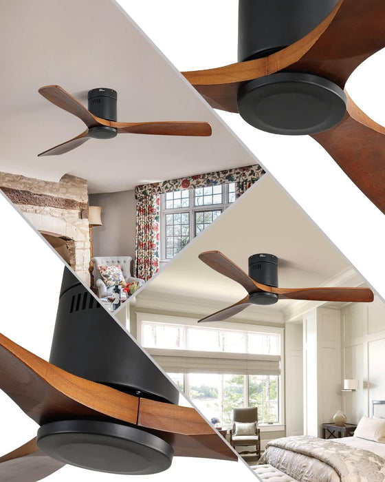52 in. Ceiling Fan, Outdoor Ceiling Fan with Light and Remote, Outdoor Ceiling Fan with Light, Dimmable Quiet Ceiling Fans, Reversible Wood Blades-68-ErisView