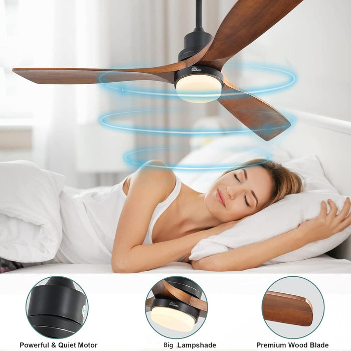 52 in. Ceiling Fan, Outdoor Ceiling Fan with Light and Remote, Outdoor Ceiling Fan with Light, Dimmable Quiet Ceiling Fans, Reversible Wood Blades-7-ErisView