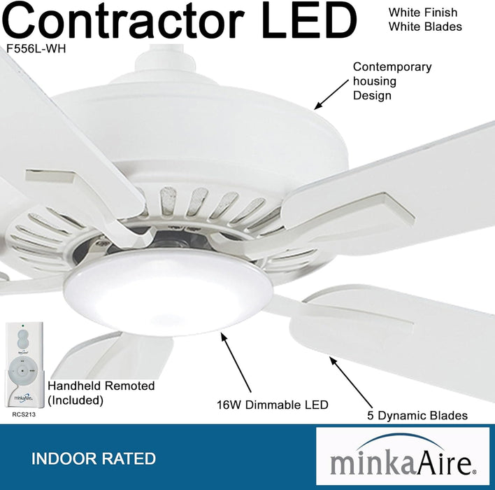 52 in. Ceiling Fan, Recessed Ceiling Fan, LED White Ceiling Fan-2-ErisView