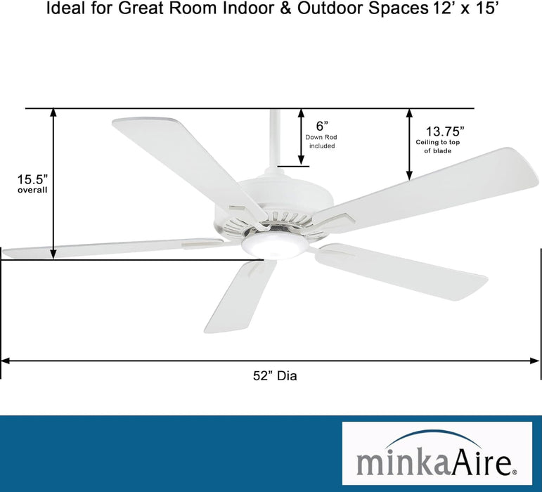 52 in. Ceiling Fan, Recessed Ceiling Fan, LED White Ceiling Fan-3-ErisView