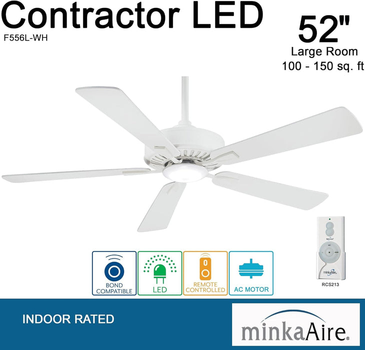52 in. Ceiling Fan, Recessed Ceiling Fan, LED White Ceiling Fan-4-ErisView