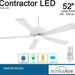 52 in. Ceiling Fan, Recessed Ceiling Fan, LED White Ceiling Fan-4-ErisView