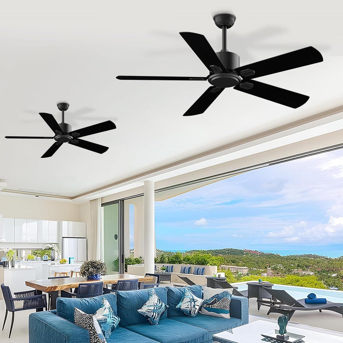 52 in. Ceiling Fan for Bedroom Living Room, Black Ceiling Fan with Remote, Outdoor Ceiling Fan with Light for Patio, High End Ceiling Fans -2-ErisView