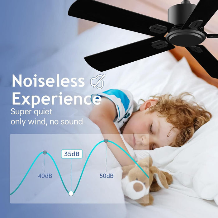 52 in. Ceiling Fan for Bedroom Living Room, Black Ceiling Fan with Remote, Outdoor Ceiling Fan with Light for Patio, High End Ceiling Fans -5-ErisView