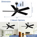 52 in. Ceiling Fan for Bedroom Living Room, Black Ceiling Fan with Remote, Outdoor Ceiling Fan with Light for Patio, High End Ceiling Fans -6-ErisView