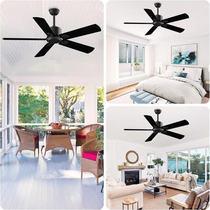 52 in. Ceiling Fan for Bedroom Living Room, Black Ceiling Fan with Remote, Outdoor Ceiling Fan with Light for Patio, High End Ceiling Fans -7-ErisView