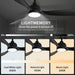 52 in. Ceiling Fan with Light, Black Modern Ceiling Fan with Remote APP Control, Dimmable Low Profile Ceiling Fan Light for Indoor Outdoor Use-4-ErisView