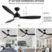 52 in. Ceiling Fan with Light, Black Modern Ceiling Fan with Remote APP Control, Dimmable Low Profile Ceiling Fan Light for Indoor Outdoor Use-5-ErisView