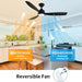 52 in. Ceiling Fan with Light, Black Modern Ceiling Fan with Remote APP Control, Dimmable Low Profile Ceiling Fan Light for Indoor Outdoor Use-6-ErisView