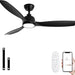52 in. Ceiling Fan with Light, Black Modern Ceiling Fan with Remote APP Control, Dimmable Low Profile Ceiling Fan Light for Indoor Outdoor Use-1-ErisView
