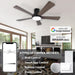 52 in. Ceiling Fan with Light, Flush Mount Ceiling Fan, 5 Blade Reversible Ceiling Fan Summer Winter, Black Ceiling Fan with Remote, Bedroom Ceiling Fans-2-ErisView