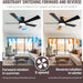 52 in. Ceiling Fan with Light, Flush Mount Ceiling Fan, 5 Blade Reversible Ceiling Fan Summer Winter, Black Ceiling Fan with Remote, Bedroom Ceiling Fans-3-ErisView