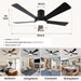 52 in. Ceiling Fan with Light, Flush Mount Ceiling Fan, 5 Blade Reversible Ceiling Fan Summer Winter, Black Ceiling Fan with Remote, Bedroom Ceiling Fans-7-ErisView