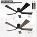 52 in. Ceiling Fan with Light, Flush Mount Ceiling Fan, 5 Blade Reversible Ceiling Fan Summer Winter, Black Ceiling Fan with Remote, Bedroom Ceiling Fans-8-ErisView