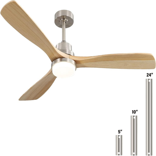 52 in. Ceiling Fan with Light, Indoor Outdoor Ceiling Fans with Remote, Dimmable Light Wood Ceiling Fan with Bright Light-1-ErisView
