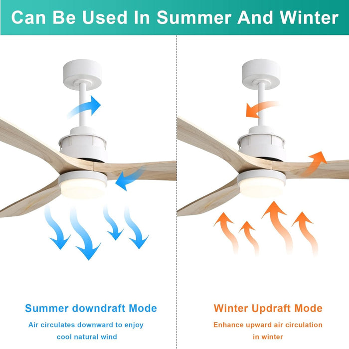 52 in. Ceiling Fan with Light, Indoor Outdoor Ceiling Fans with Remote, Wood Reversible Quiet Ceiling Fans-15-ErisView