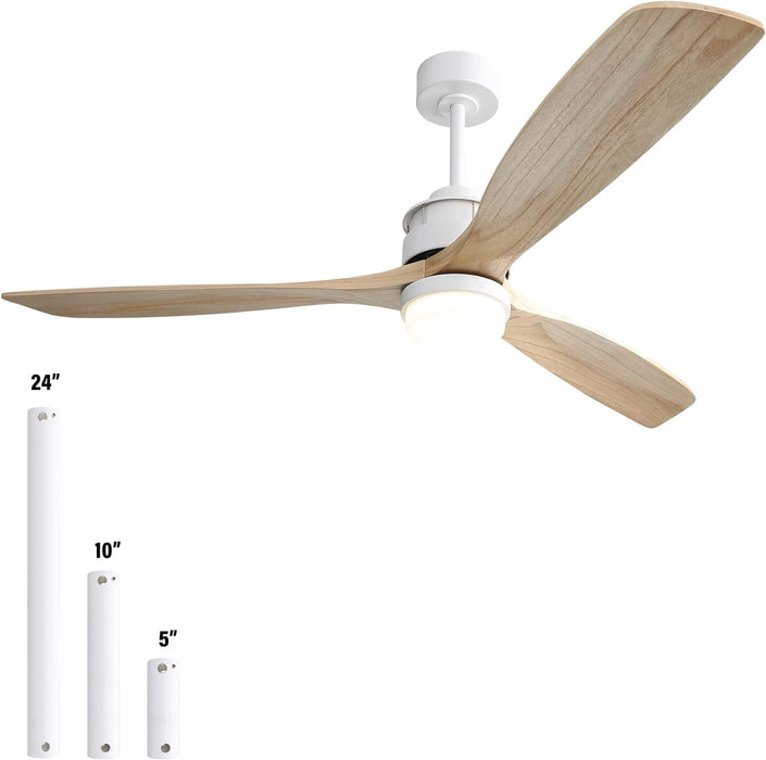 52 in. Ceiling Fan with Light, Indoor Outdoor Ceiling Fans with Remote, Wood Reversible Quiet Ceiling Fans-16-ErisView