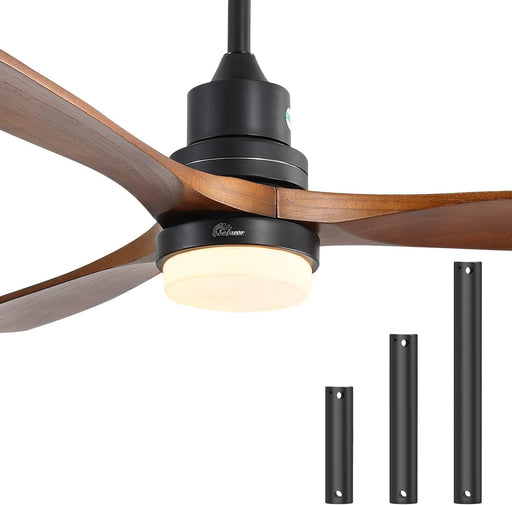52 in. Ceiling Fan with Light, Indoor Outdoor Ceiling Fans with Remote, Wood Reversible Quiet Ceiling Fans-1-ErisView