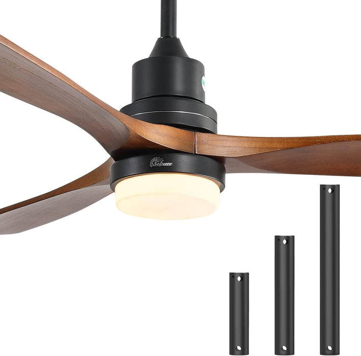 52 in. Ceiling Fan with Light, Indoor Outdoor Ceiling Fans with Remote, Wood Reversible Quiet Ceiling Fans-1-ErisView