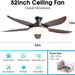 52 in. Ceiling Fan with Light Remote Control, Ceiling Fans for Low Ceiling with 5 Blade and Down Rod, New Ceiling Fans-4-ErisView