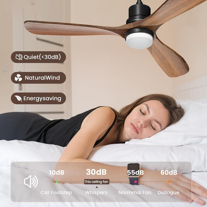 52 in. Ceiling Fan with Light Remote Control, Outdoor Wood Ceiling Fan,Beautiful Ceiling Fans-3-ErisView
