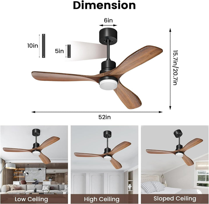52 in. Ceiling Fan with Light Remote Control, Outdoor Wood Ceiling Fan,Beautiful Ceiling Fans-6-ErisView
