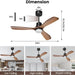 52 in. Ceiling Fan with Light Remote Control, Outdoor Wood Ceiling Fan,Beautiful Ceiling Fans-6-ErisView