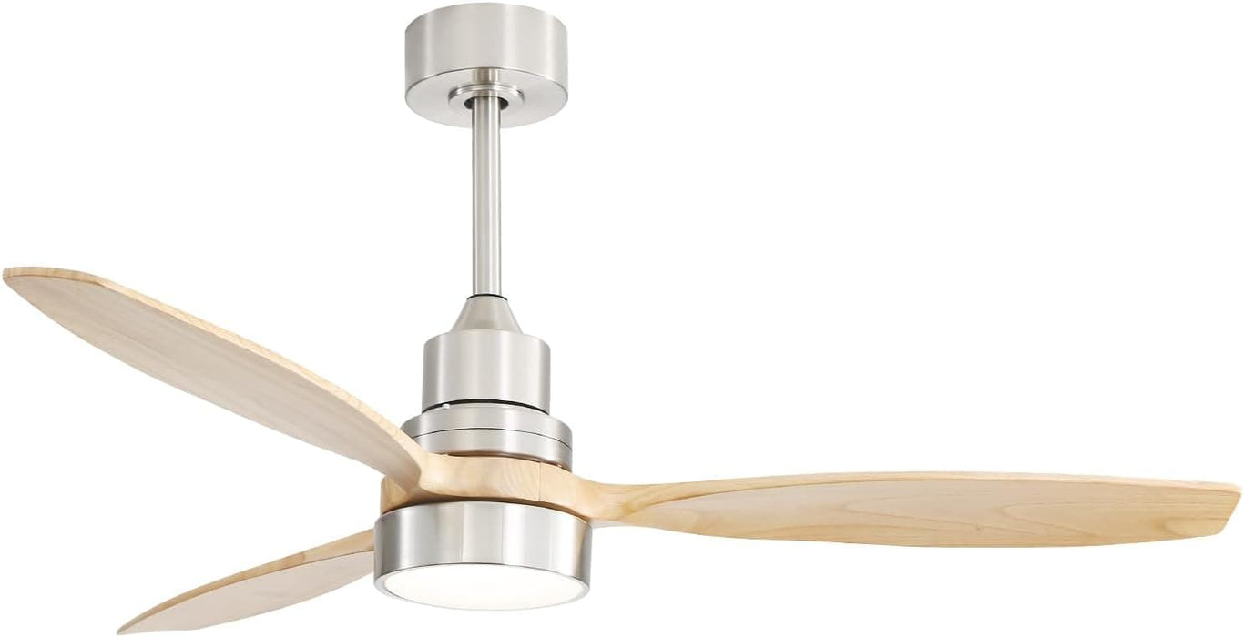 52 in. Ceiling Fan with Light Remote, Modern Farmhouse Burlywood Ceiling Fan, 3 Blades Reversible DC Ceiling Fan for Bedroom Living Room Fan Patio-15-ErisView