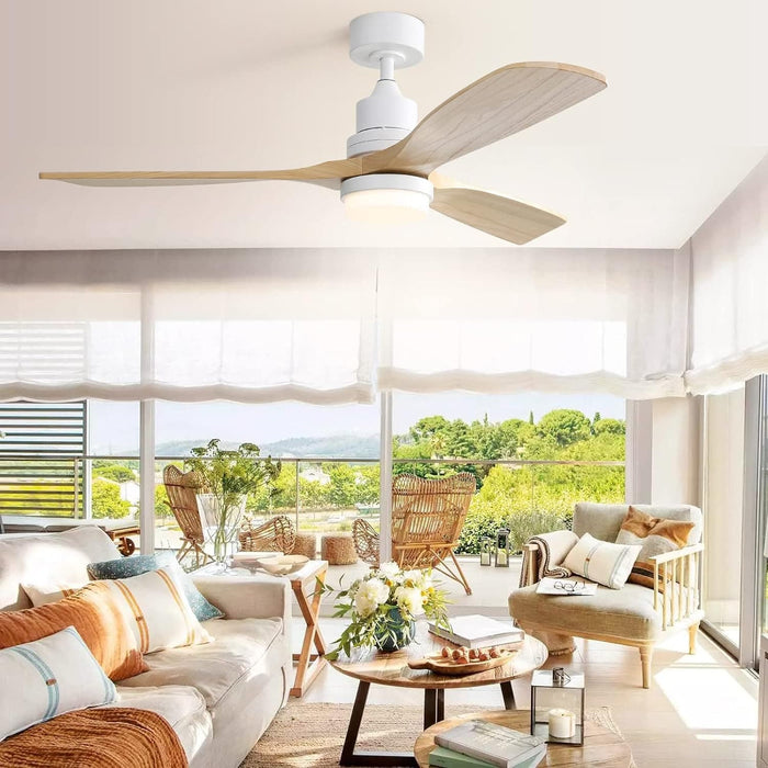 52 in. Ceiling Fan with Light Remote, Modern Farmhouse Burlywood Ceiling Fan, 3 Blades Reversible DC Ceiling Fan for Bedroom Living Room Fan Patio-2-ErisView