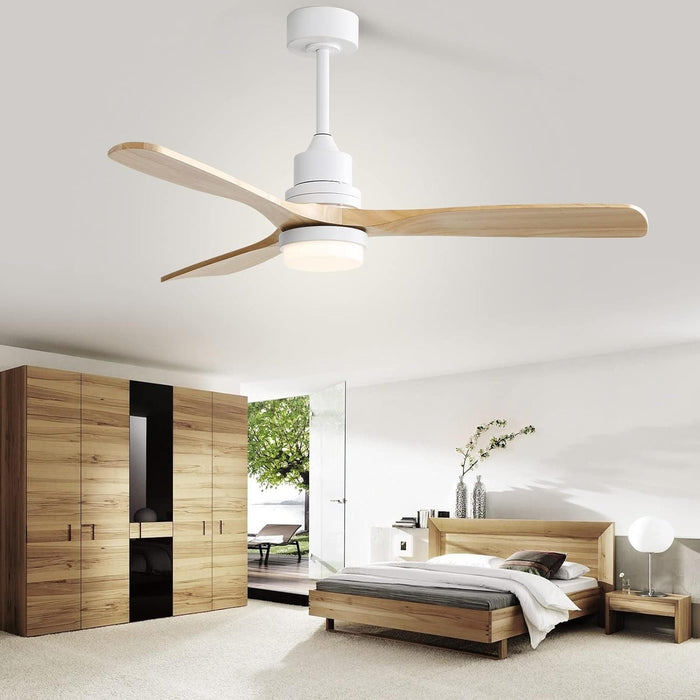 52 in. Ceiling Fan with Light Remote, Modern Farmhouse Burlywood Ceiling Fan, 3 Blades Reversible DC Ceiling Fan for Bedroom Living Room Fan Patio-6-ErisView