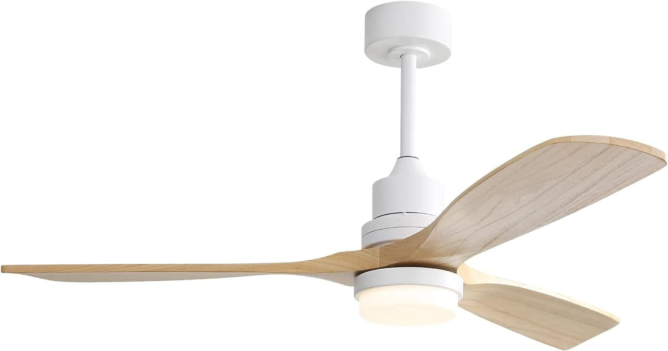 52 in. Ceiling Fan with Light Remote, Modern Farmhouse Burlywood Ceiling Fan, 3 Blades Reversible DC Ceiling Fan for Bedroom Living Room Fan Patio-7-ErisView