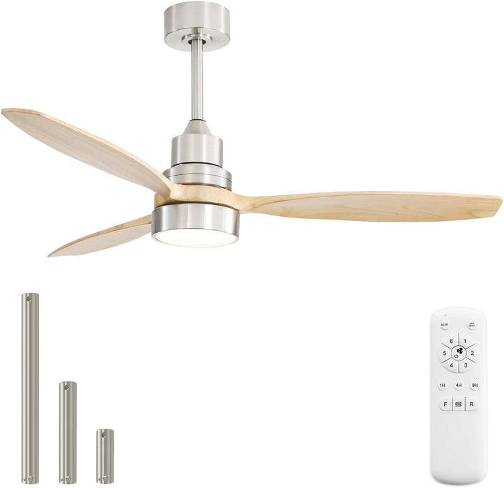 52 in. Ceiling Fan with Light Remote, Modern Farmhouse Burlywood Ceiling Fan, 3 Blades Reversible DC Ceiling Fan for Bedroom Living Room Fan Patio-8-ErisView