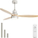 52 in. Ceiling Fan with Light Remote, Modern Farmhouse Burlywood Ceiling Fan, 3 Blades Reversible DC Ceiling Fan for Bedroom Living Room Fan Patio-8-ErisView