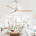 52 in. Ceiling Fan with Light Remote, Modern Farmhouse Burlywood Ceiling Fan, 3 Blades Reversible DC Ceiling Fan for Bedroom Living Room Fan Patio-9-ErisView