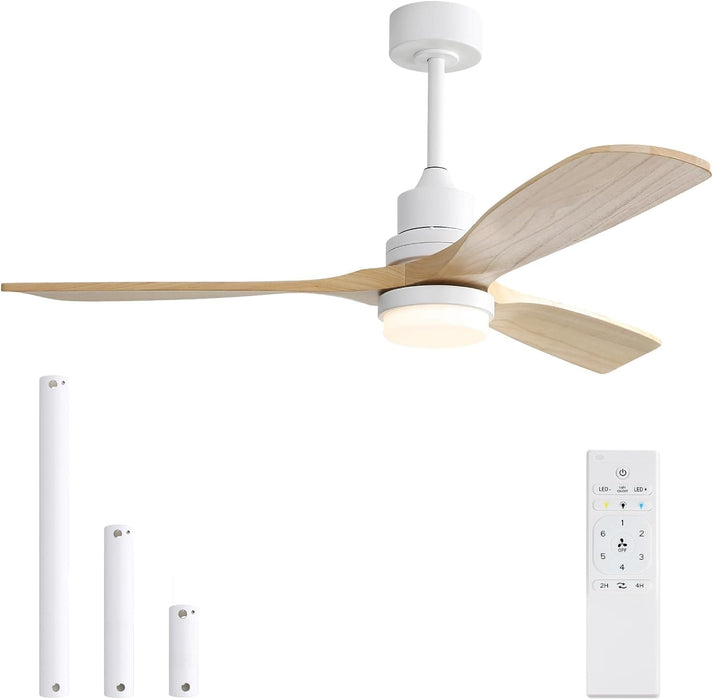 52 in. Ceiling Fan with Light Remote, Modern Farmhouse Burlywood Ceiling Fan, 3 Blades Reversible DC Ceiling Fan for Bedroom Living Room Fan Patio-1-ErisView
