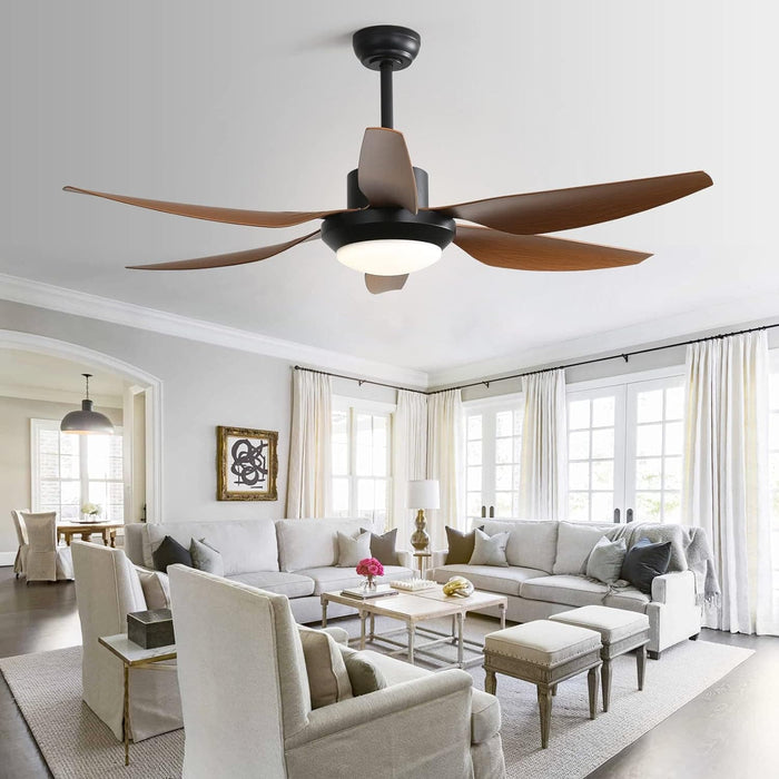 52 in. Ceiling Fan with Light Remote and Dimmable LED Light, Modern Farmhouse Natural Wood Ceiling Fan, Glam Ceiling Fan-10-ErisView