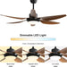 52 in. Ceiling Fan with Light Remote and Dimmable LED Light, Modern Farmhouse Natural Wood Ceiling Fan, Glam Ceiling Fan-12-ErisView
