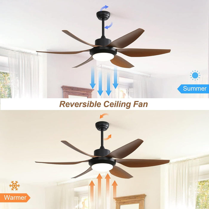 52 in. Ceiling Fan with Light Remote and Dimmable LED Light, Modern Farmhouse Natural Wood Ceiling Fan, Glam Ceiling Fan-13-ErisView
