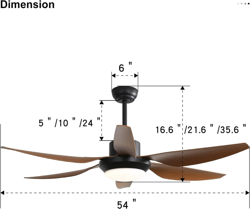 52 in. Ceiling Fan with Light Remote and Dimmable LED Light, Modern Farmhouse Natural Wood Ceiling Fan, Glam Ceiling Fan-15-ErisView