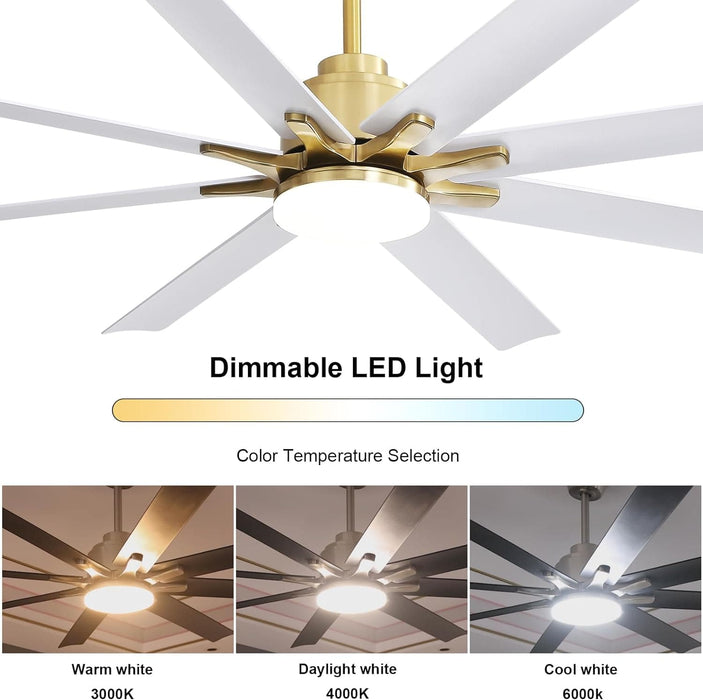 52 in. Ceiling Fan with Light Remote and Dimmable LED Light, Modern Farmhouse Natural Wood Ceiling Fan, Glam Ceiling Fan-18-ErisView