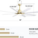 52 in. Ceiling Fan with Light Remote and Dimmable LED Light, Modern Farmhouse Natural Wood Ceiling Fan, Glam Ceiling Fan-19-ErisView
