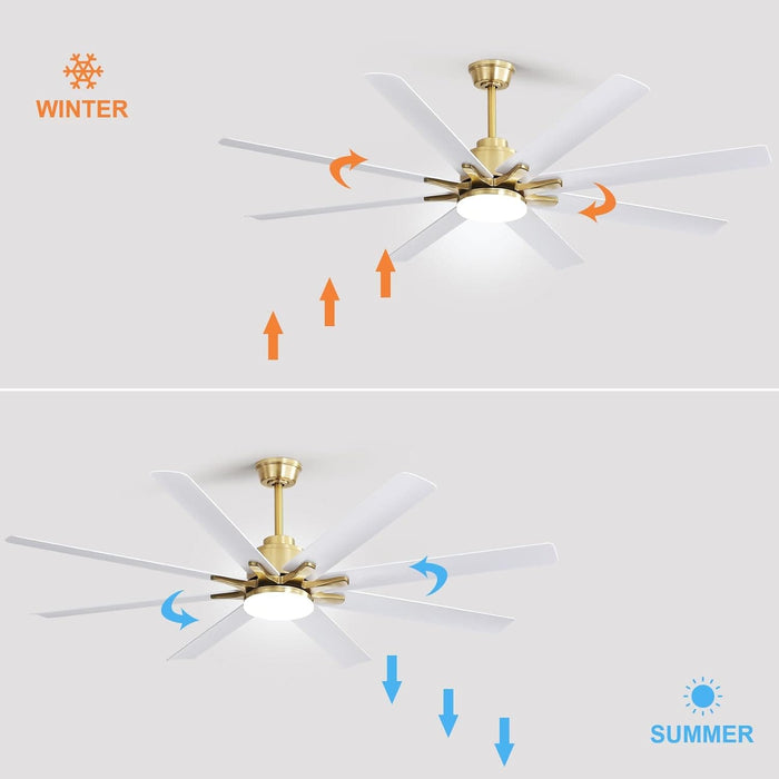 52 in. Ceiling Fan with Light Remote and Dimmable LED Light, Modern Farmhouse Natural Wood Ceiling Fan, Glam Ceiling Fan-21-ErisView
