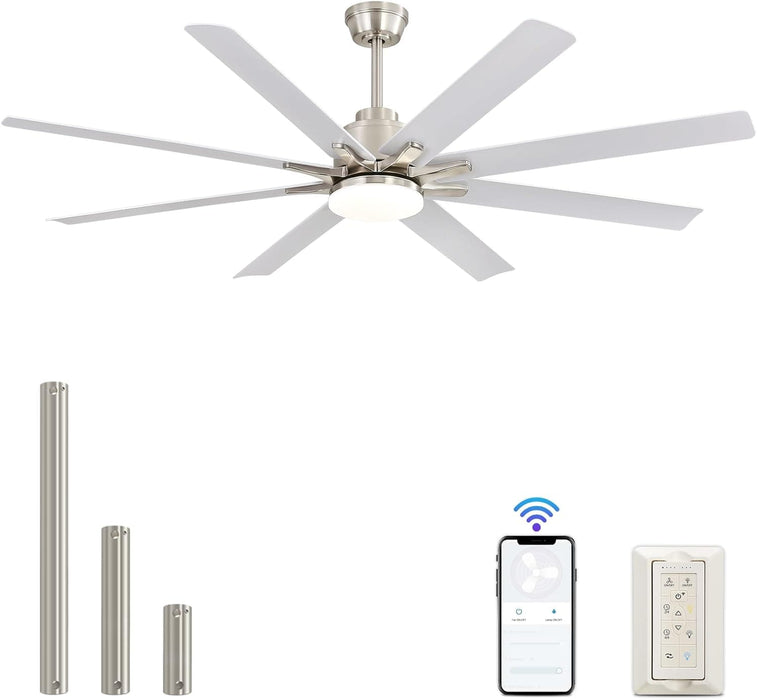 52 in. Ceiling Fan with Light Remote and Dimmable LED Light, Modern Farmhouse Natural Wood Ceiling Fan, Glam Ceiling Fan-23-ErisView