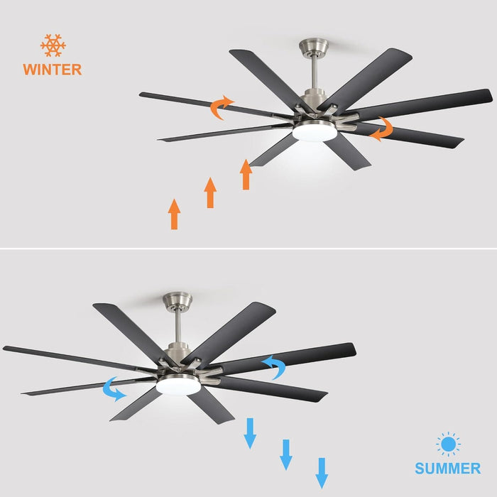 52 in. Ceiling Fan with Light Remote and Dimmable LED Light, Modern Farmhouse Natural Wood Ceiling Fan, Glam Ceiling Fan-29-ErisView